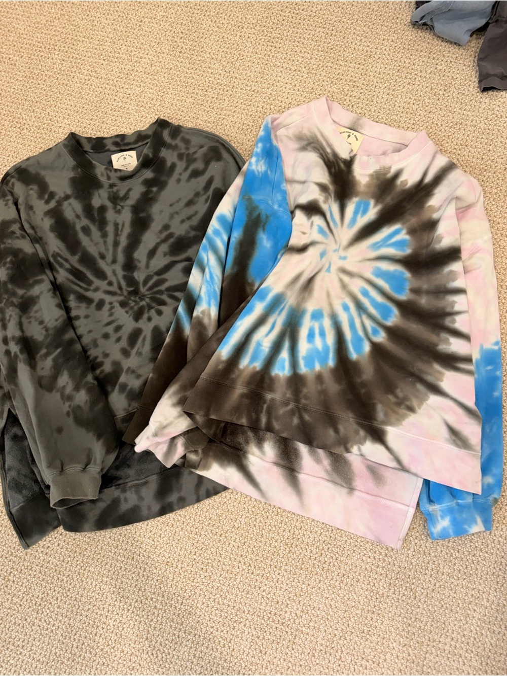 Electric & Rose Tie-Dye Crewneck Sweaters in Black, Blue & Pink